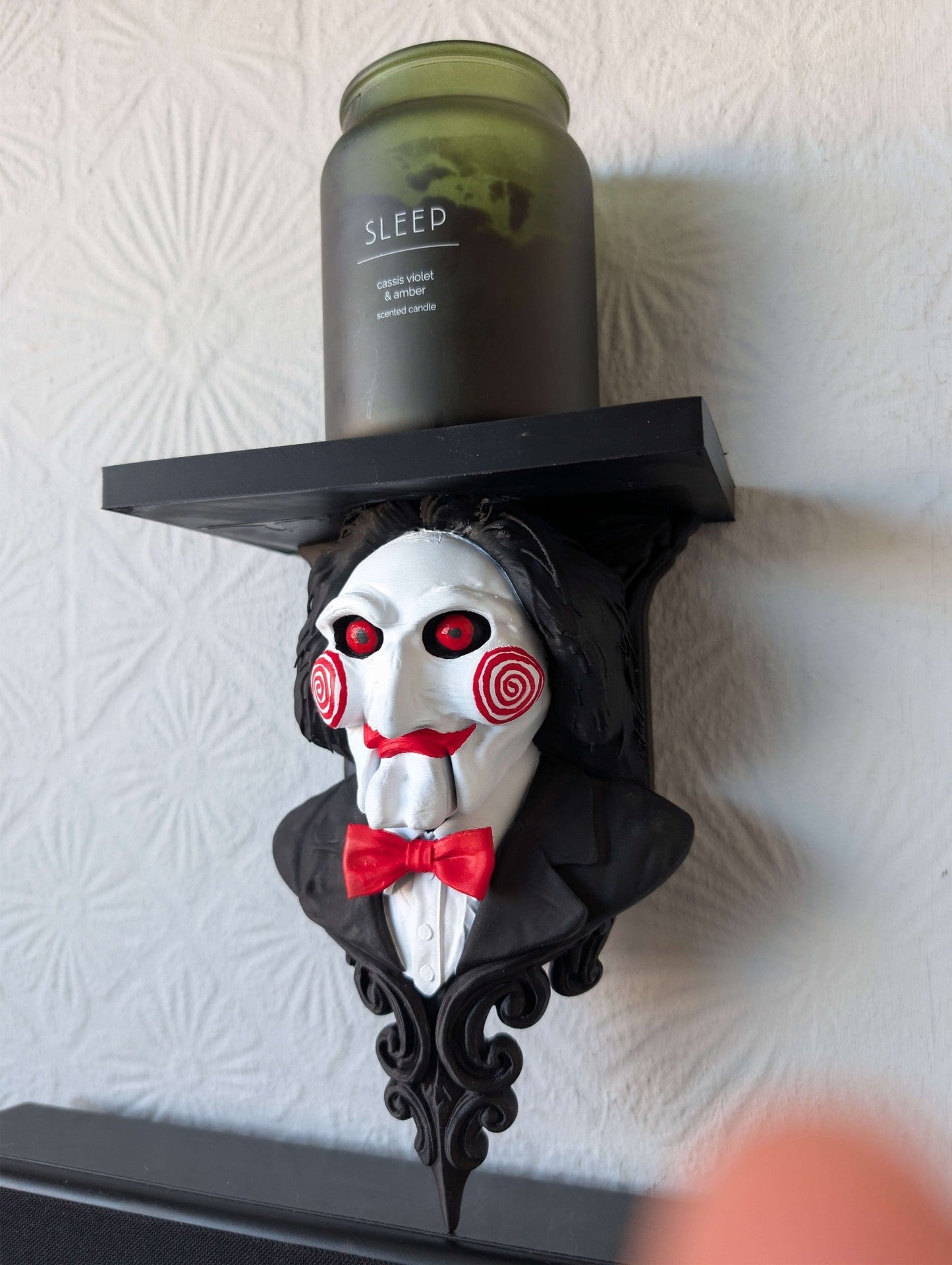 Billy The Puppet Wall Shelf – Hand Painted Gothic Display Shelf – Creepy Clown Decor – Unique Horror Home Decor