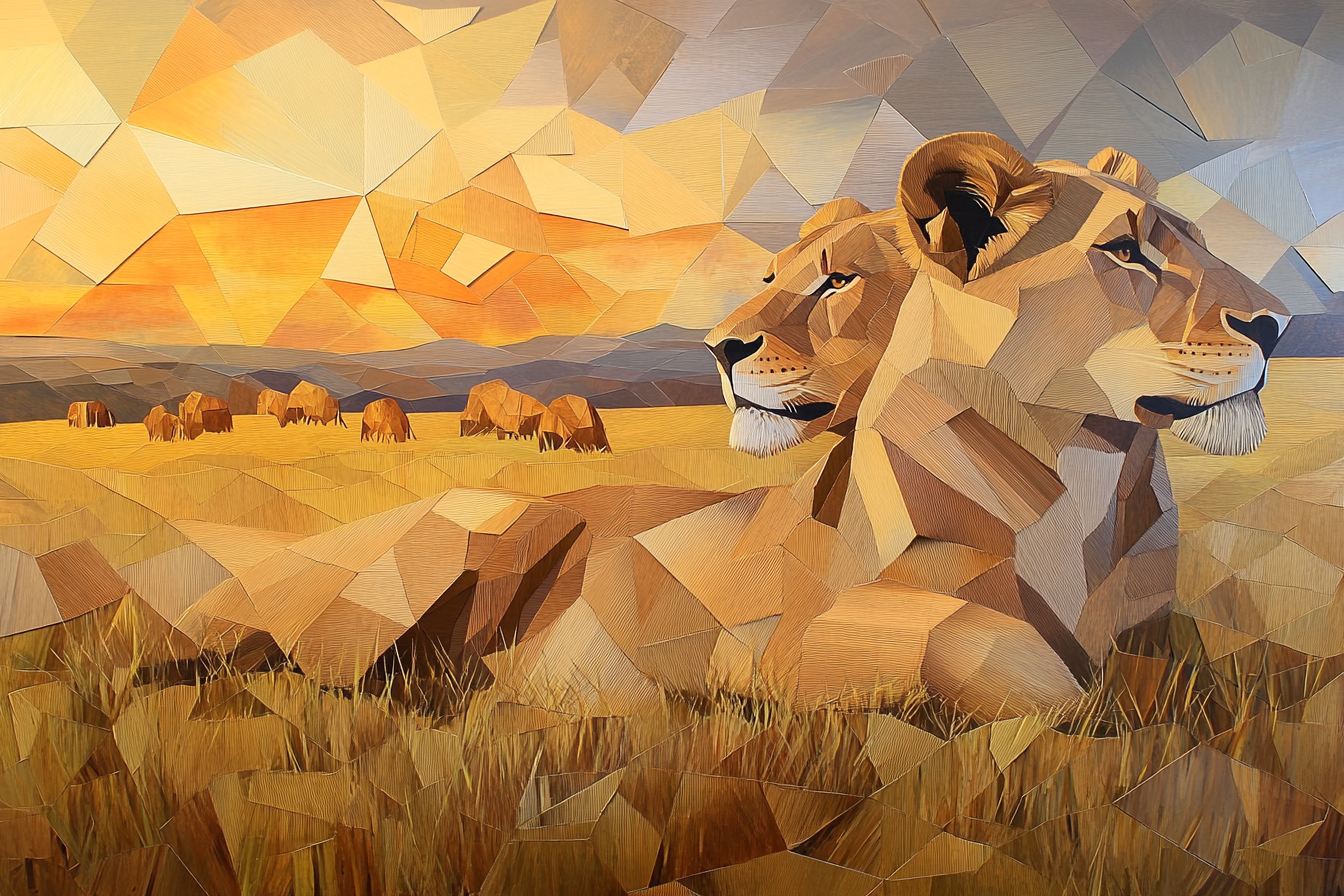 Geometric Lions Canvas