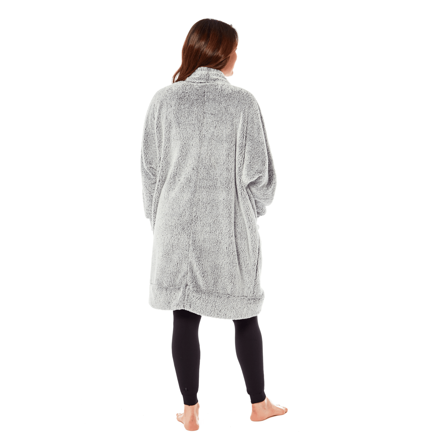 OLIVIA ROCCO Women's Shimmer Grey Cardi Gown Soft Touch Velour Luxury Loungewear Robe