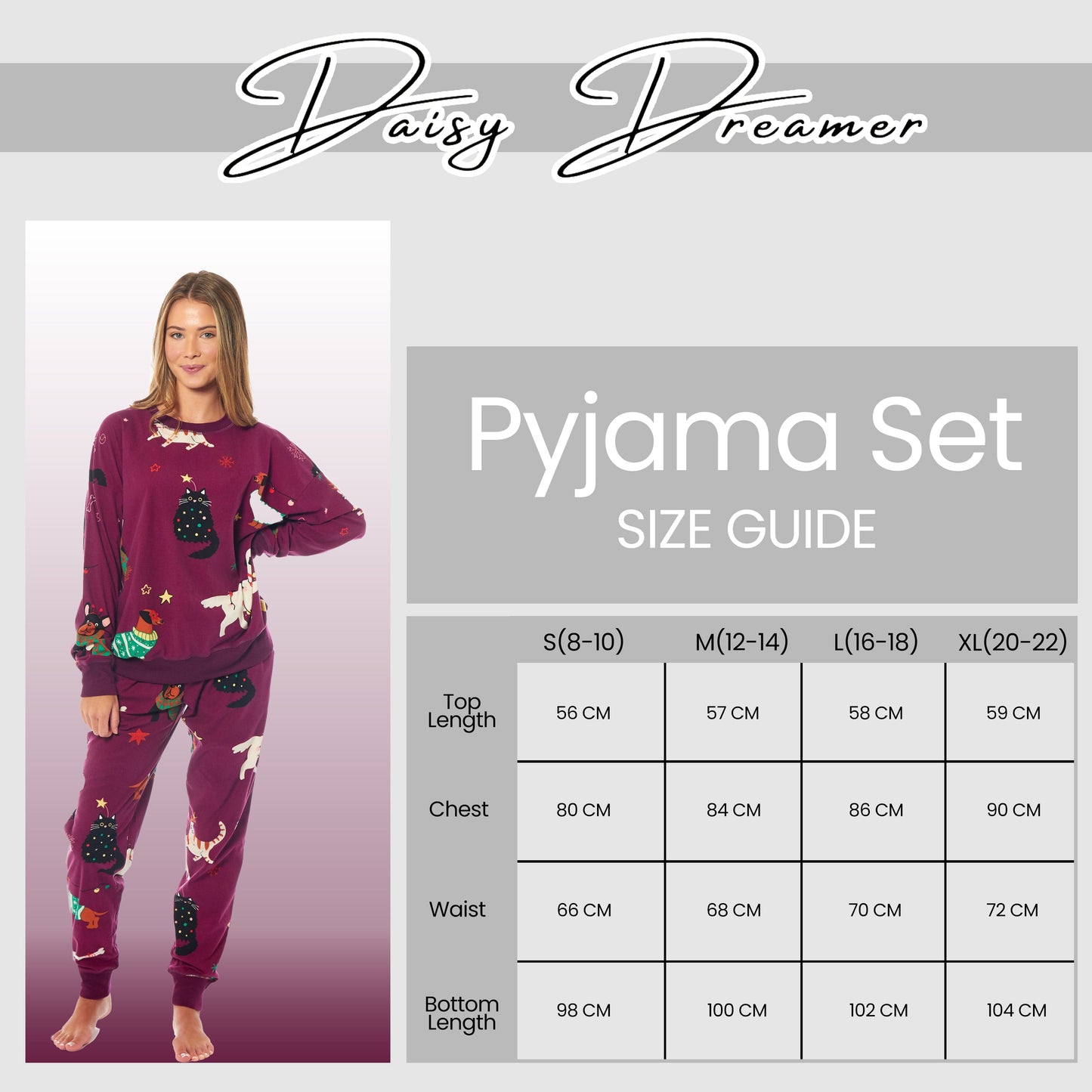 OLIVIA ROCCO Womens Cat And Dog Print Fleece Pyjama Set Long Sleeve Animal Print