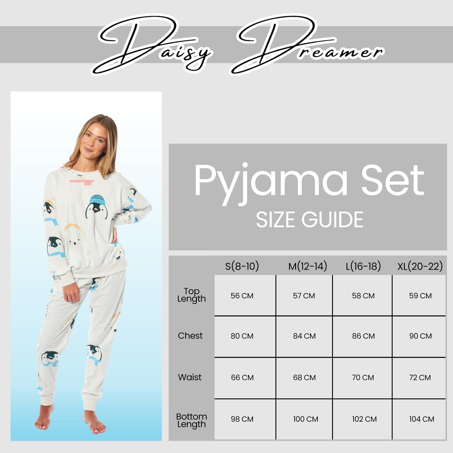 OLIVIA ROCCO Womens Soft Fleece Pyjama Set With Long Sleeve Penguins And Polar Bears
