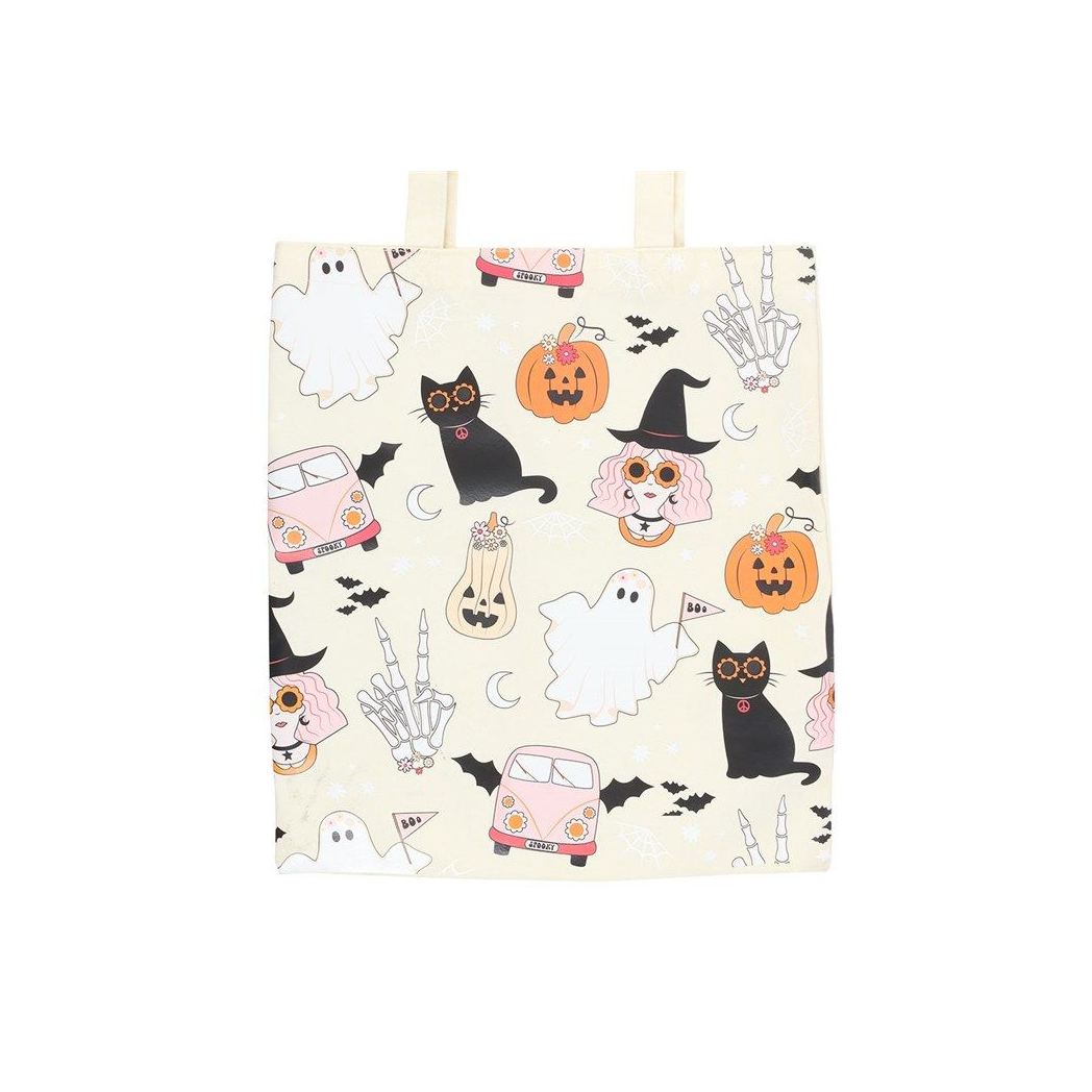 Groovy Ghost Print Polycotton Tote Baq