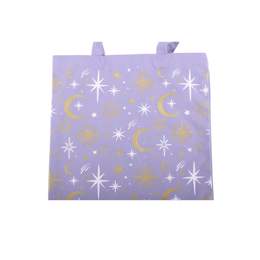 Purple Celestial Print Tote Bag