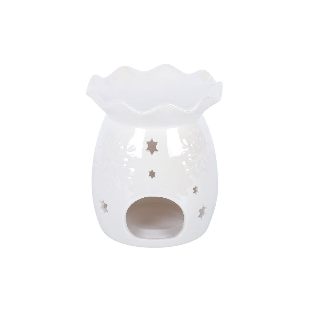 Iridescent White Snowflake Oil Burner and Wax Warmer