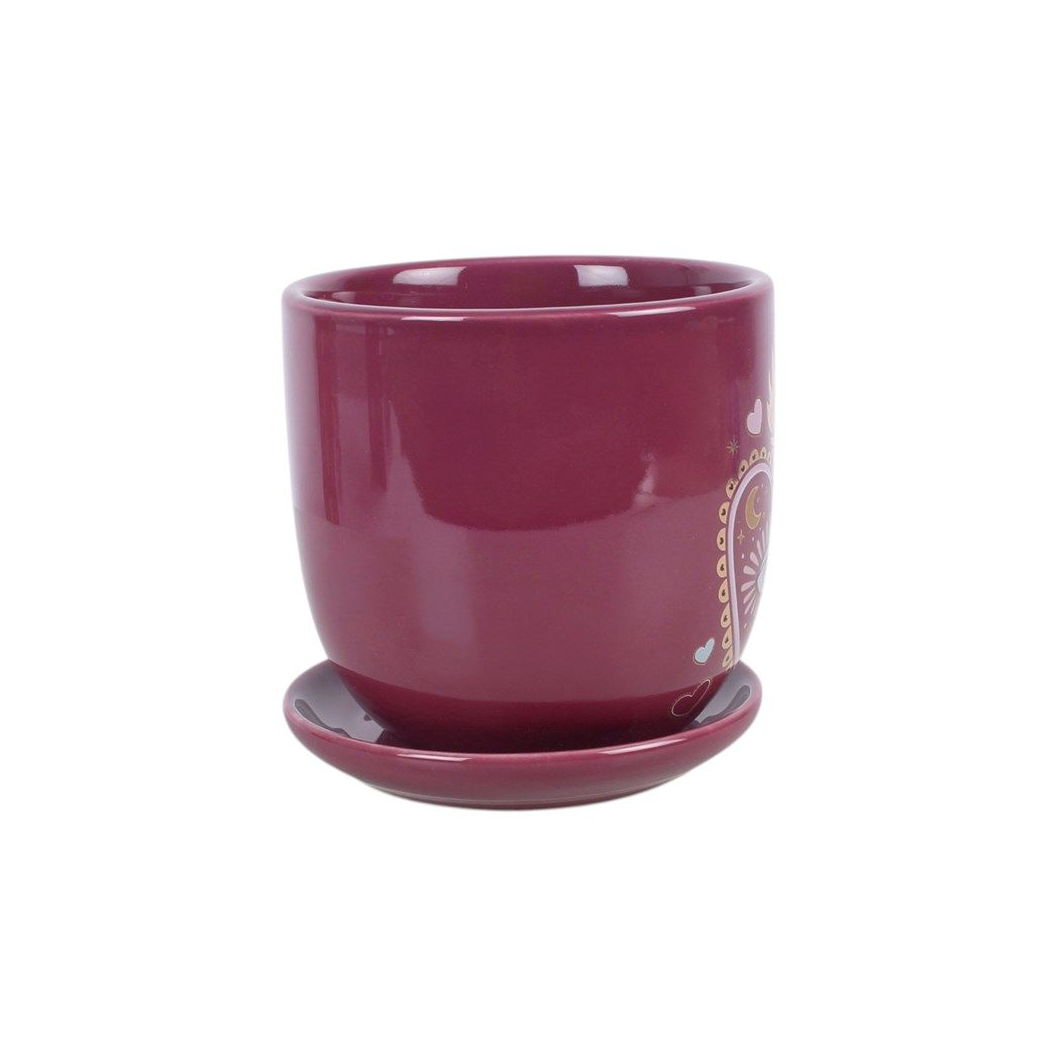 Sacred Siaht Heart Plant Pot With Saucer