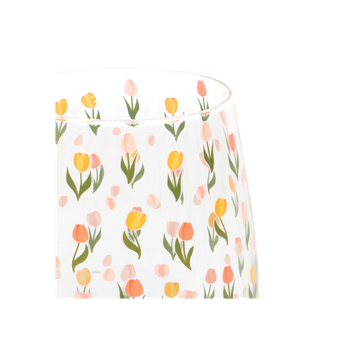 Tulip Print stemless Glass