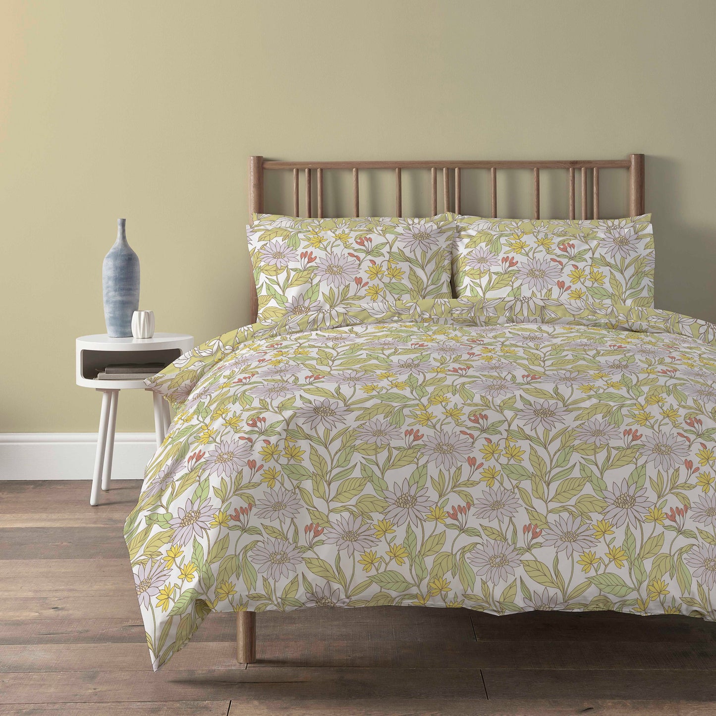 OLIVIA ROCCO Duvet Cover Set Elinor Lilac Floral Print With Pillow Cases Easy Care