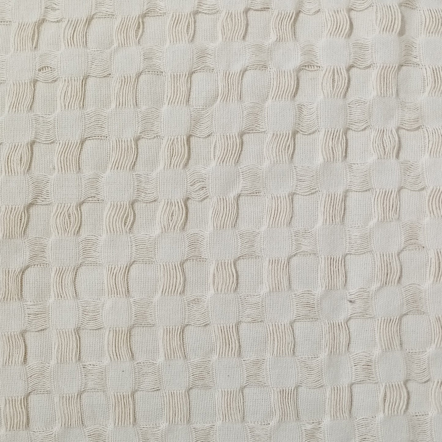 OLIVIA ROCCO Florian Checked Throw Blanket Natural Cotton Bedspread For Sofas Armchairs