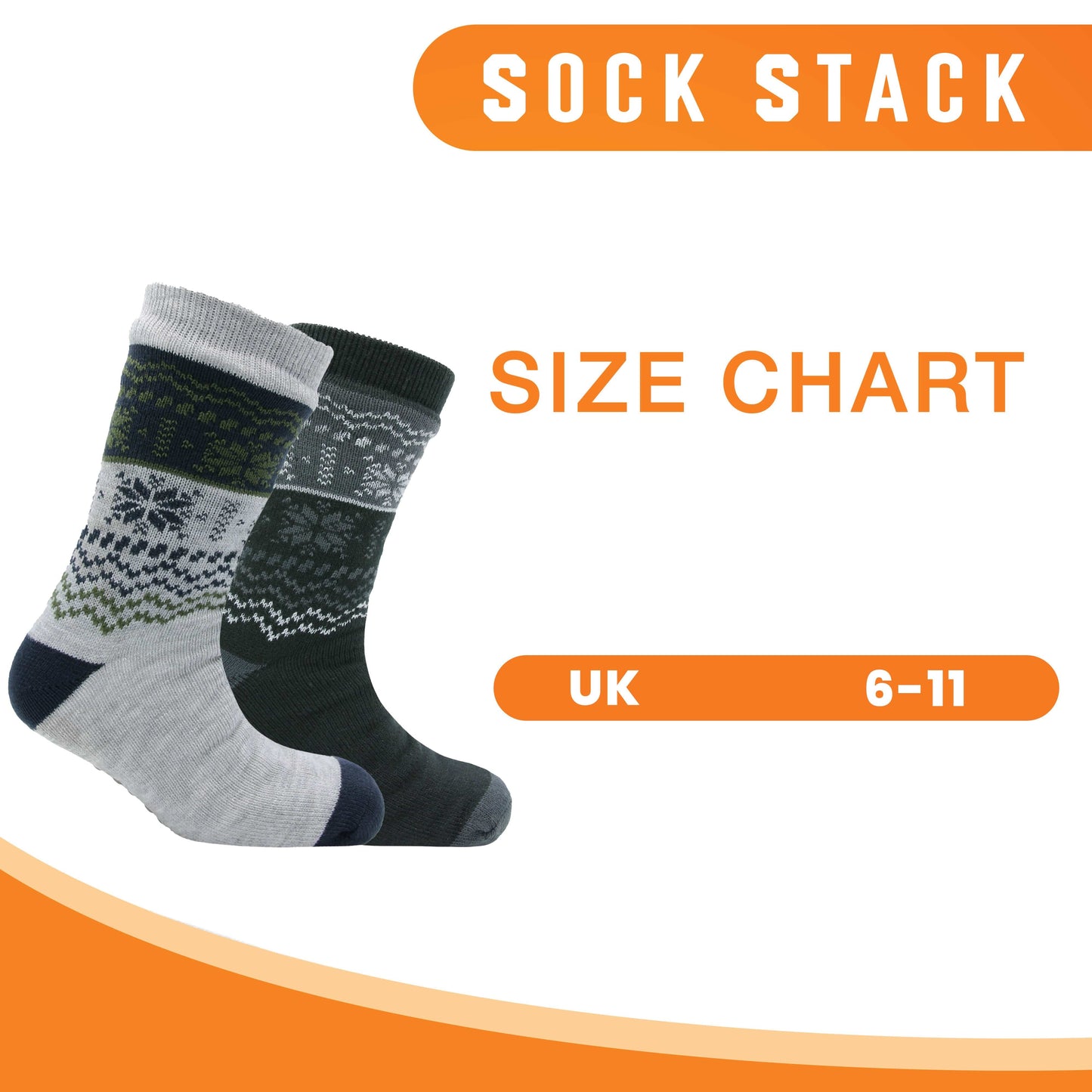 Sock Stack Men's Chunky Knit Slipper Socks With Grips Pack Of 2 Thick Warm Non Slip