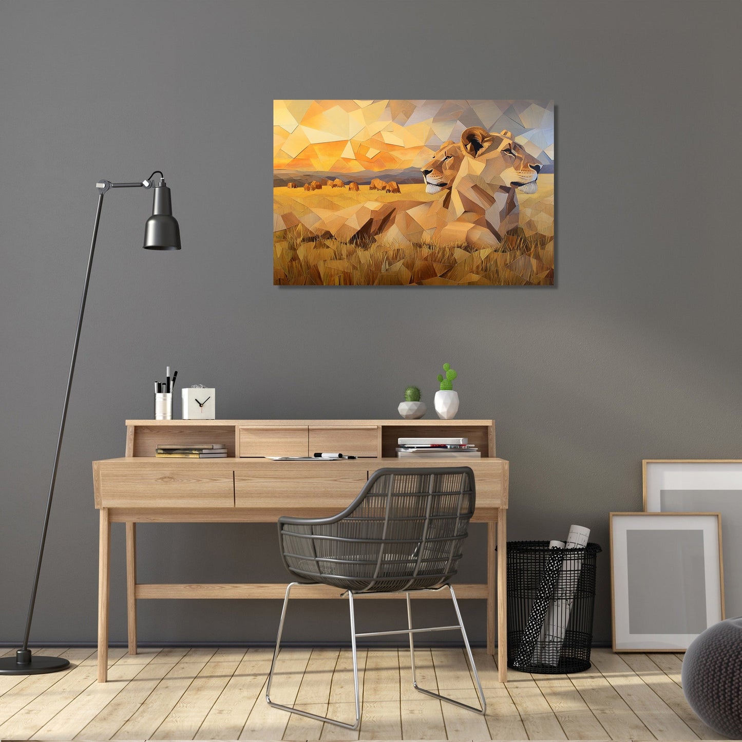 Geometric Lions Canvas
