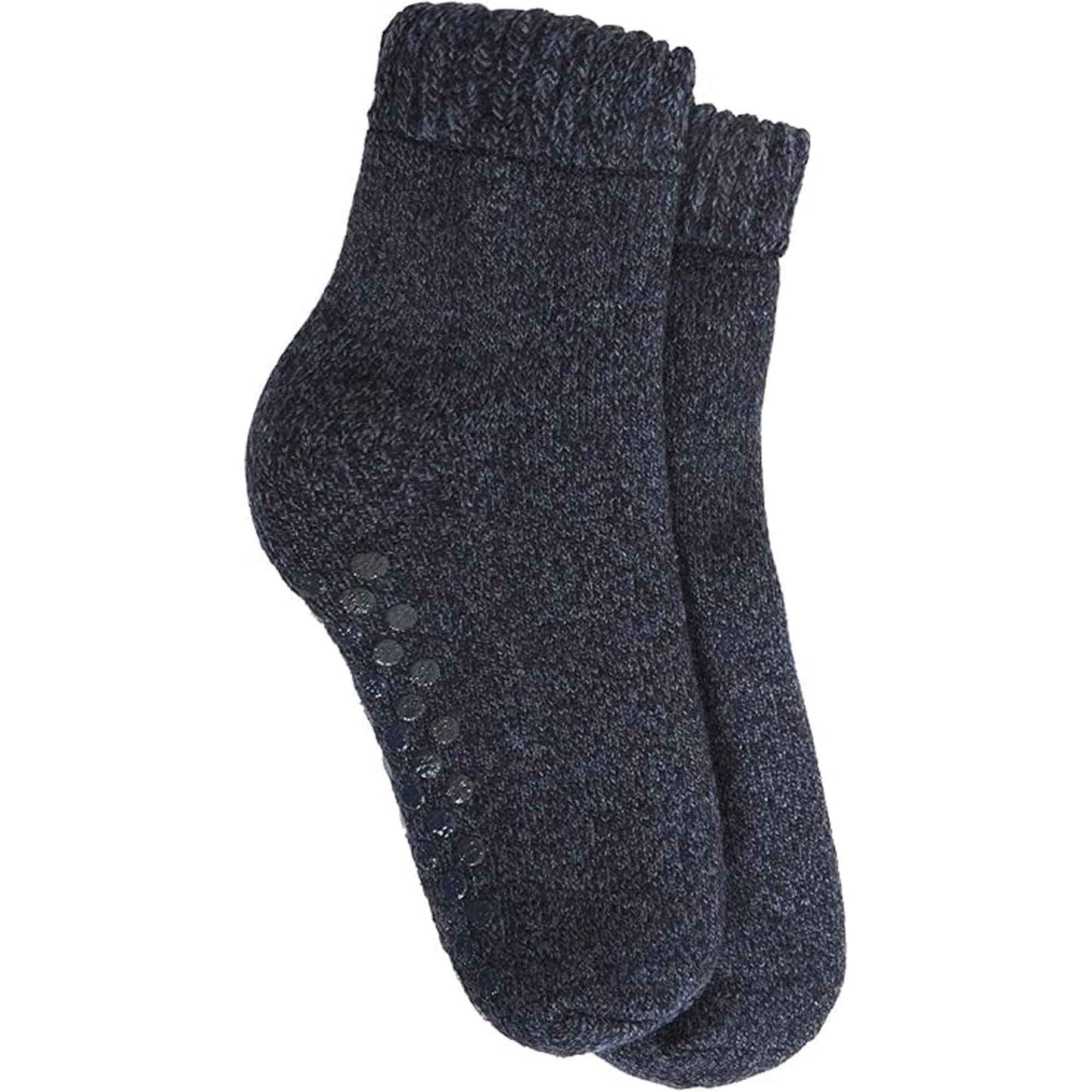 Sock Stack Mens Merino Wool Slipper Socks With Non Slip Grips Tall Fleece Lined 2 Pairs