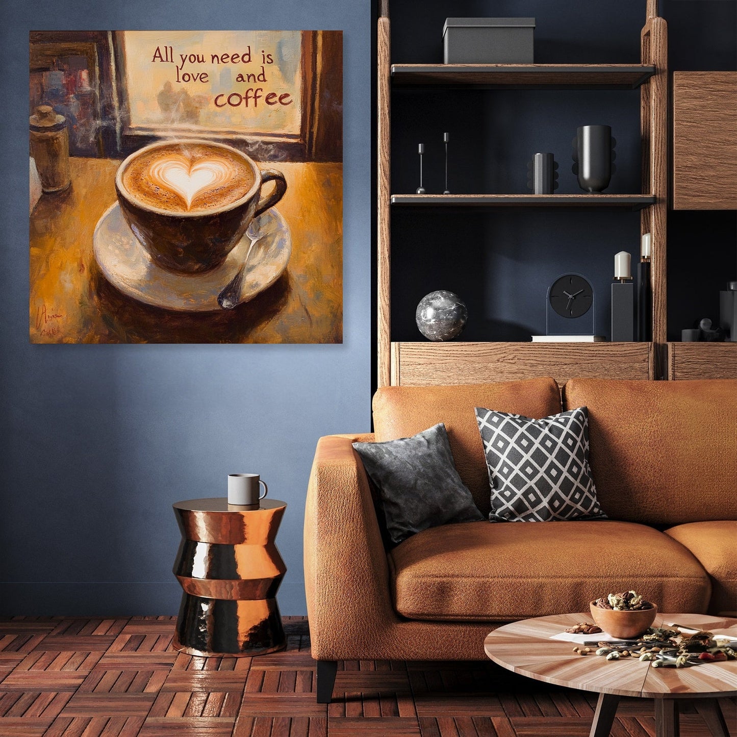 Love & Coffee Heart Canvas