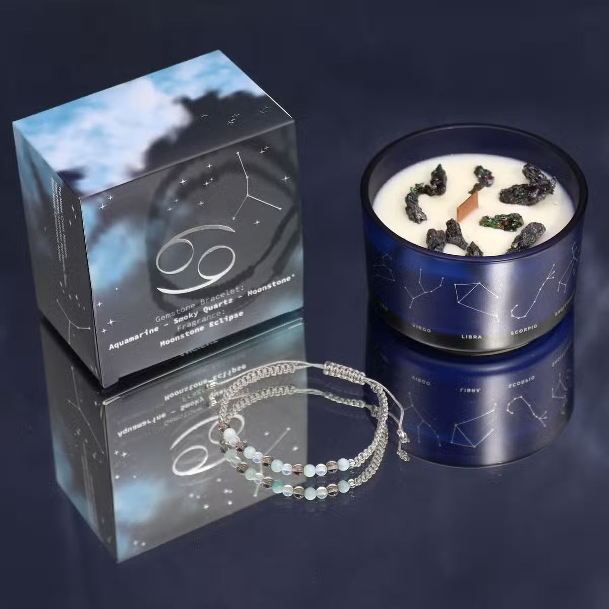 Zodiac Crystal Candles with Gemstone Bracelet