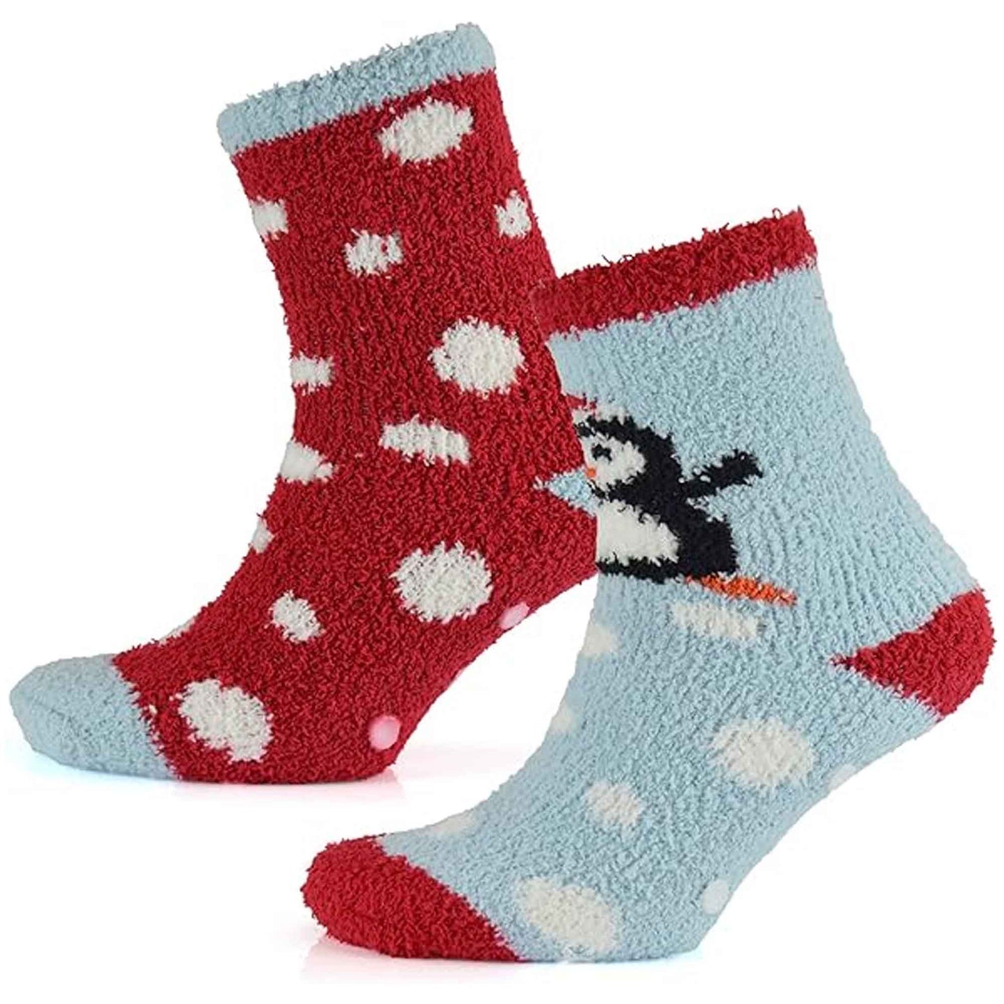 Sock Stack Ladies Christmas Slipper Socks Non Skid Gripper Soles 4 Pack Rudolph Super Soft Non-Slip Indoor Sock