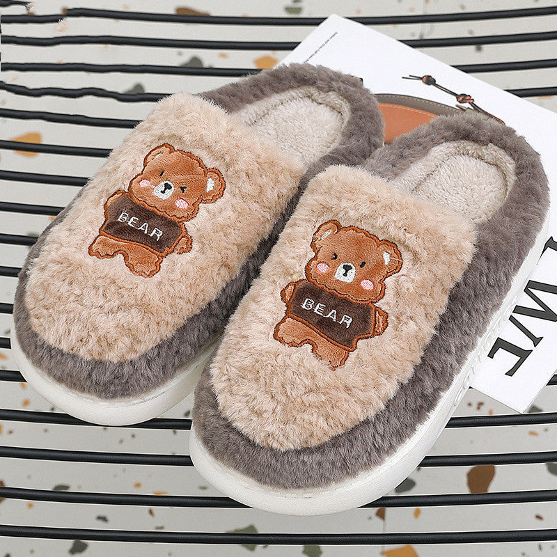 Bears Fur Slippers For Women To Keep Warm In Winter