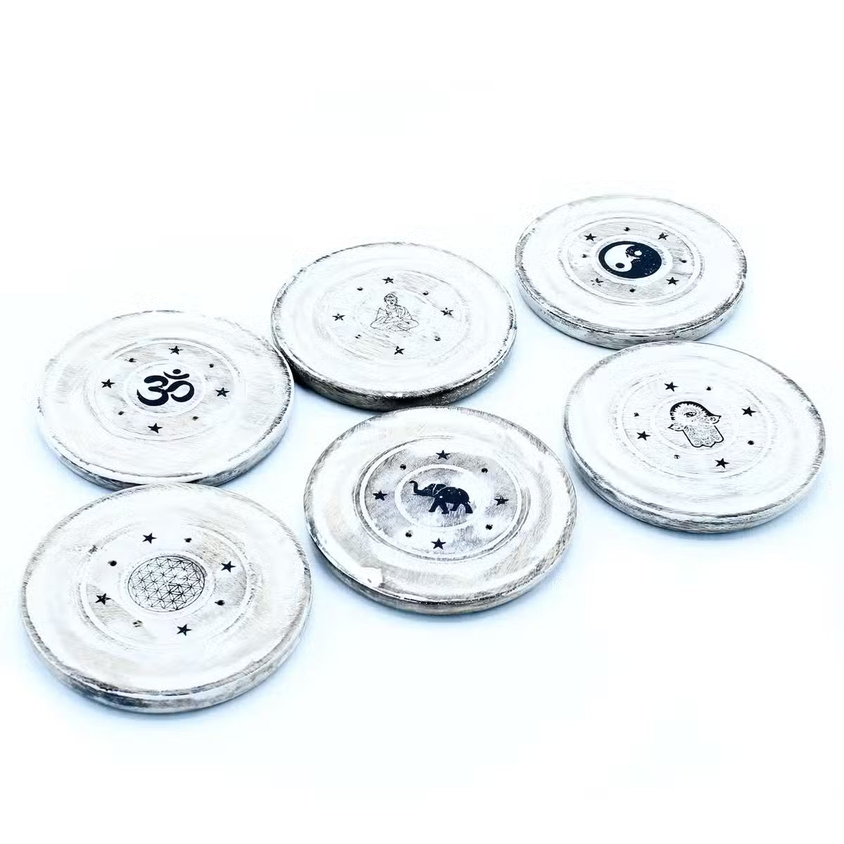 White Washed Incense Holders