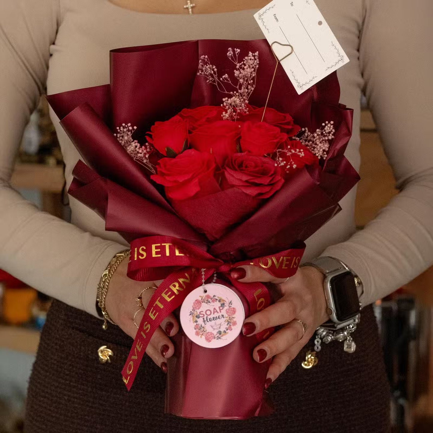 Large Red Roses Bouquet - Love is Eternal - Gift Card