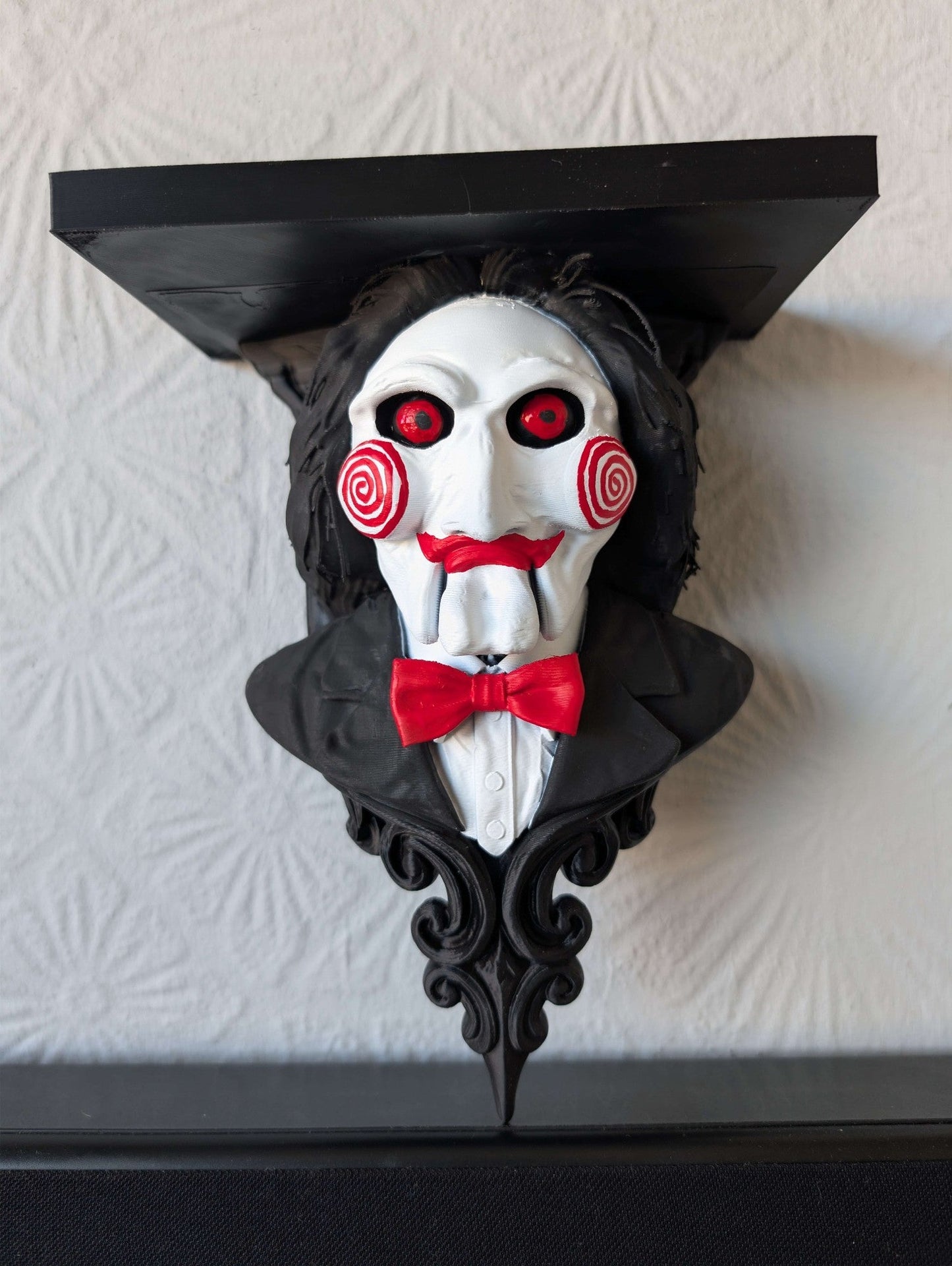 Billy The Puppet Wall Shelf – Hand Painted Gothic Display Shelf – Creepy Clown Decor – Unique Horror Home Decor