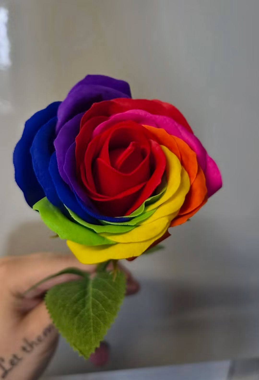 Rainbow Rose Soap Flower