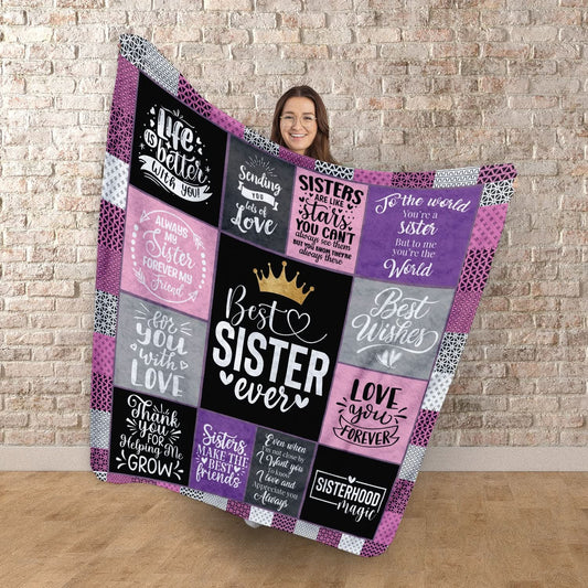 Best Sister Sentimental Quotes - Fleece Blanket  150cm X 150cm or 75cm x75cm