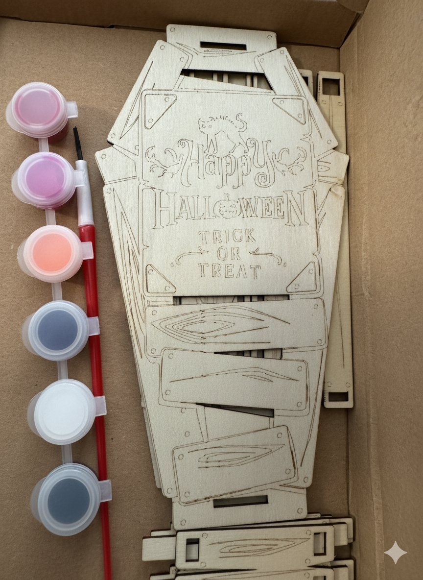 DIY Halloween Coffin Decor & Paint Kit