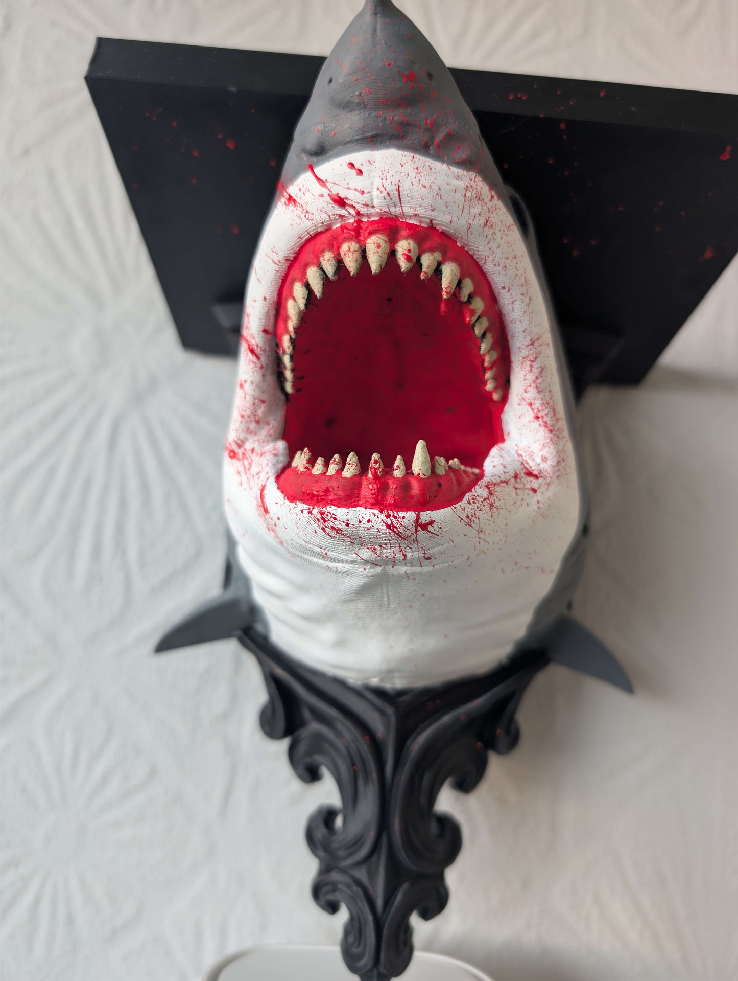 Jaws Inspired Horror Shark Wall Shelf | Hand-Painted Gothic Floating Shelf | Horror Movie Decor