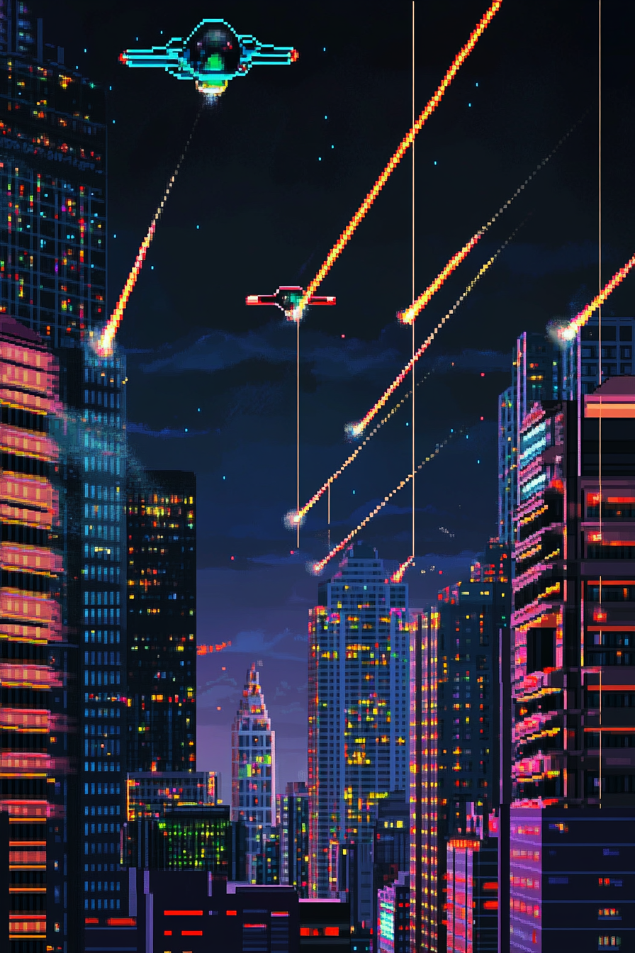 Pixelated Heroic Battle Canvas
