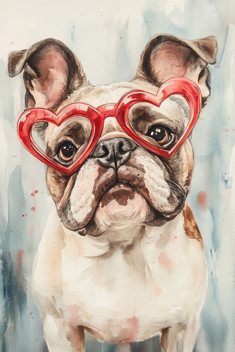 Red-Hearted Bulldog Canvas