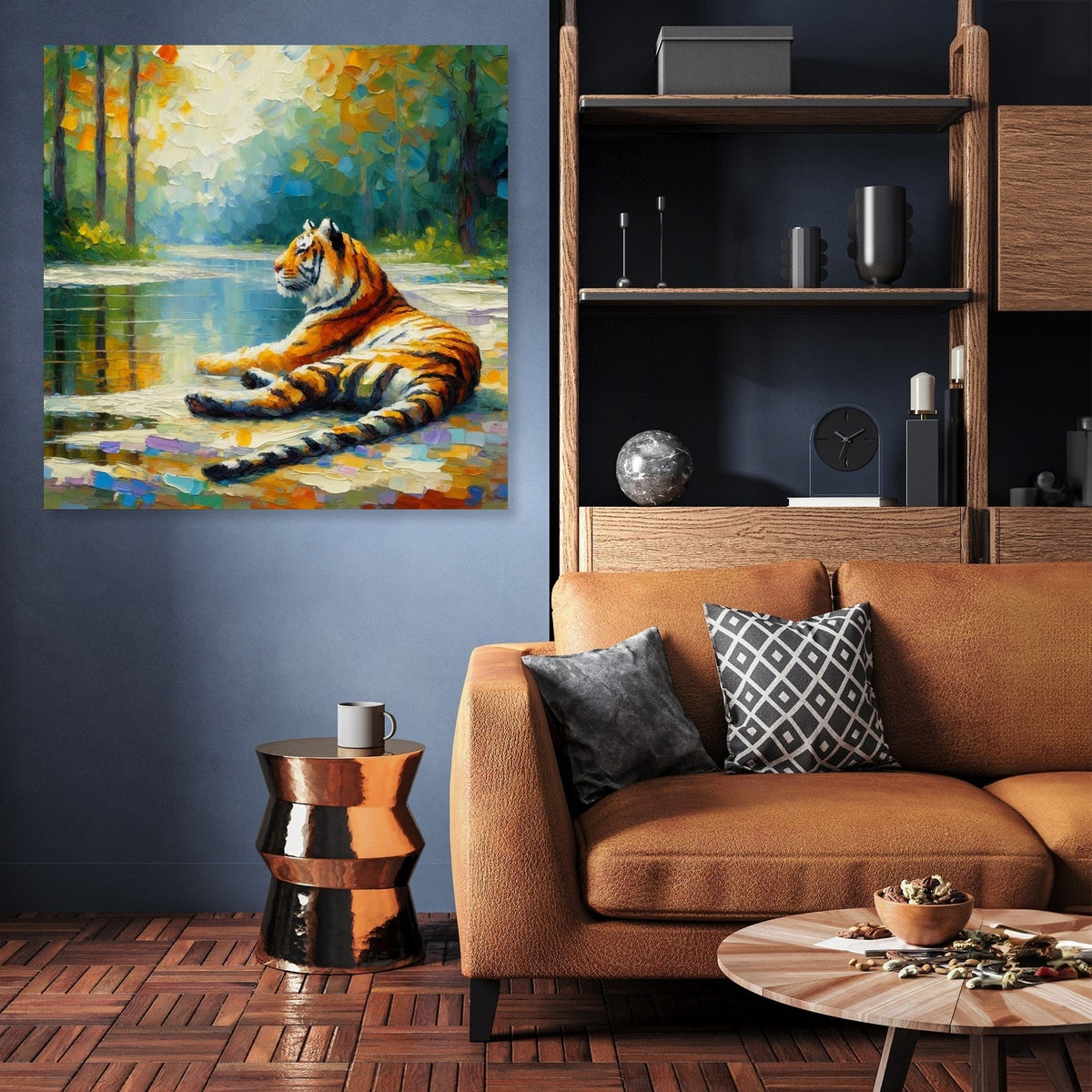 Tranquil Pond Tiger Canvas