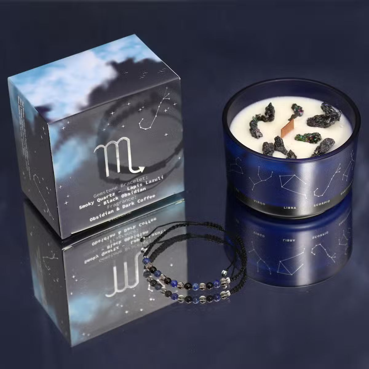 Zodiac Crystal Candles with Gemstone Bracelet
