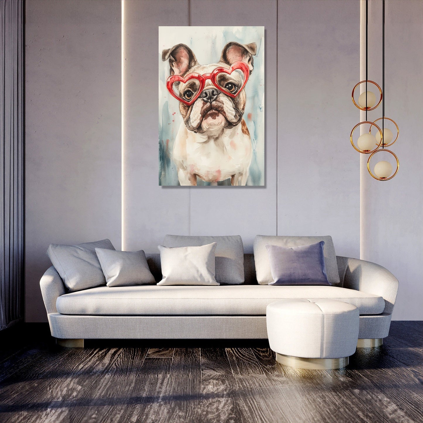 Red-Hearted Bulldog Canvas
