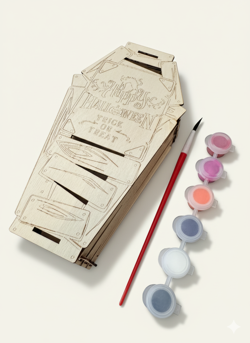 DIY Halloween Coffin Decor & Paint Kit