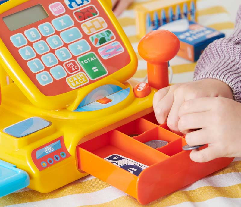 Casdon Toy Cash Register with Calculator, Chip & Pin Card Reader and Accessories – Supermarket Role Play (Ages 3+)