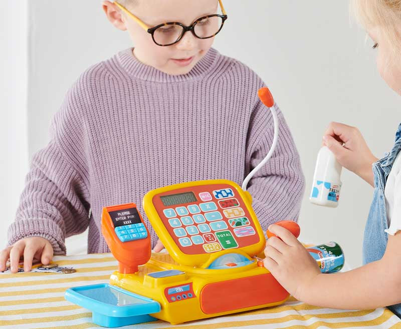 Casdon Toy Cash Register with Calculator, Chip & Pin Card Reader and Accessories – Supermarket Role Play (Ages 3+)
