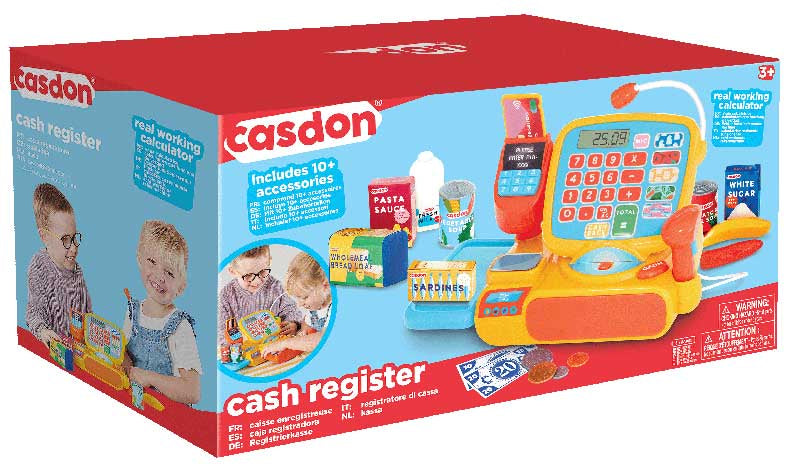 Casdon Toy Cash Register with Calculator, Chip & Pin Card Reader and Accessories – Supermarket Role Play (Ages 3+)