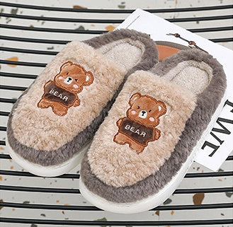 Bears Fur Slippers For Women To Keep Warm In Winter