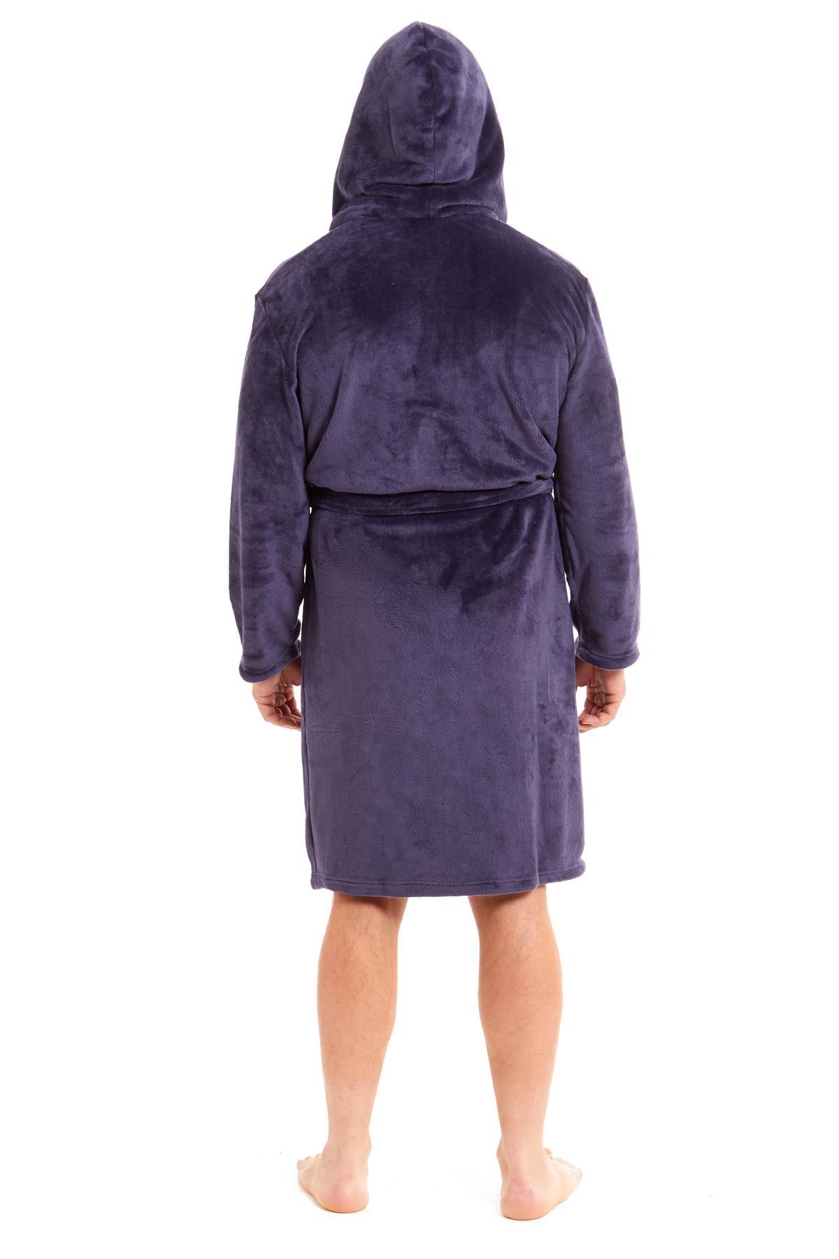 OLIVIA ROCCO Hooded Plush Flannel Bathrobe for Men Ultra-Absorbing Soft Fleece Dressing