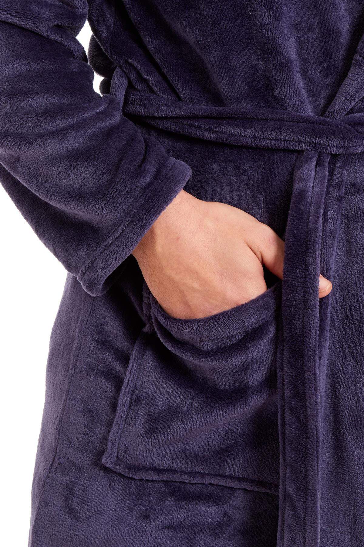 OLIVIA ROCCO Hooded Plush Flannel Bathrobe for Men Ultra-Absorbing Soft Fleece Dressing