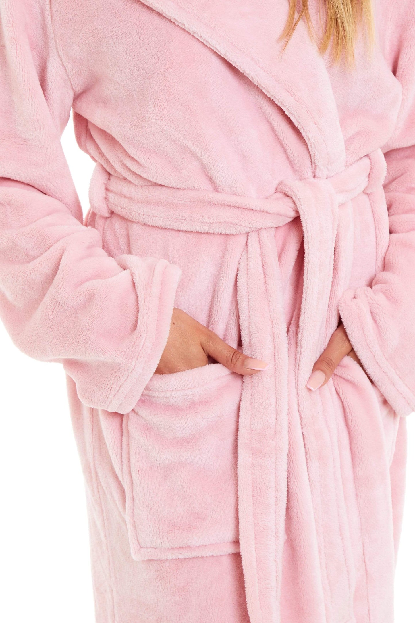 OLIVIA ROCCO Women's Hooded Plush Fleece Dressing Gown Ultra-Soft Velvet Bathrobe