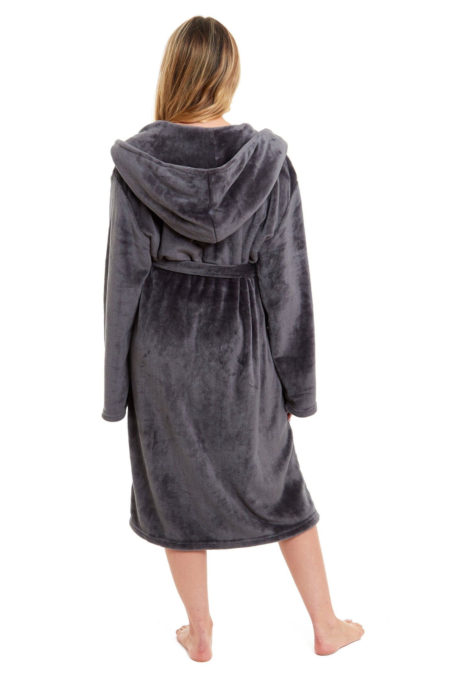 OLIVIA ROCCO Women's Hooded Plush Fleece Dressing Gown Ultra-Soft Velvet Bathrobe
