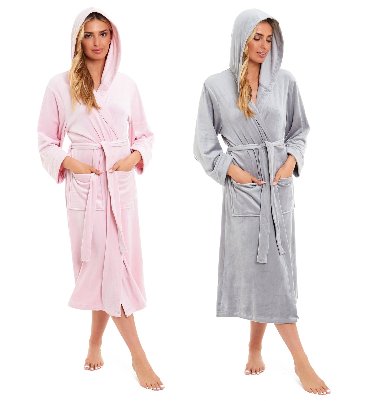 OLIVIA ROCCO Women's Velour Hooded Bathrobe Soft Touch Loungewear One Size Plush Comfort