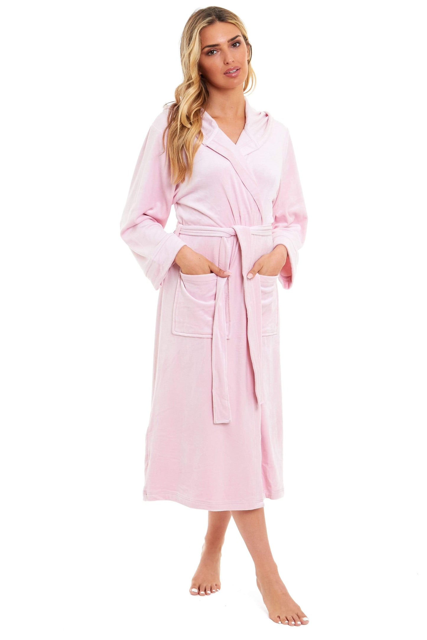 OLIVIA ROCCO Women's Velour Hooded Bathrobe Soft Touch Loungewear One Size Plush Comfort