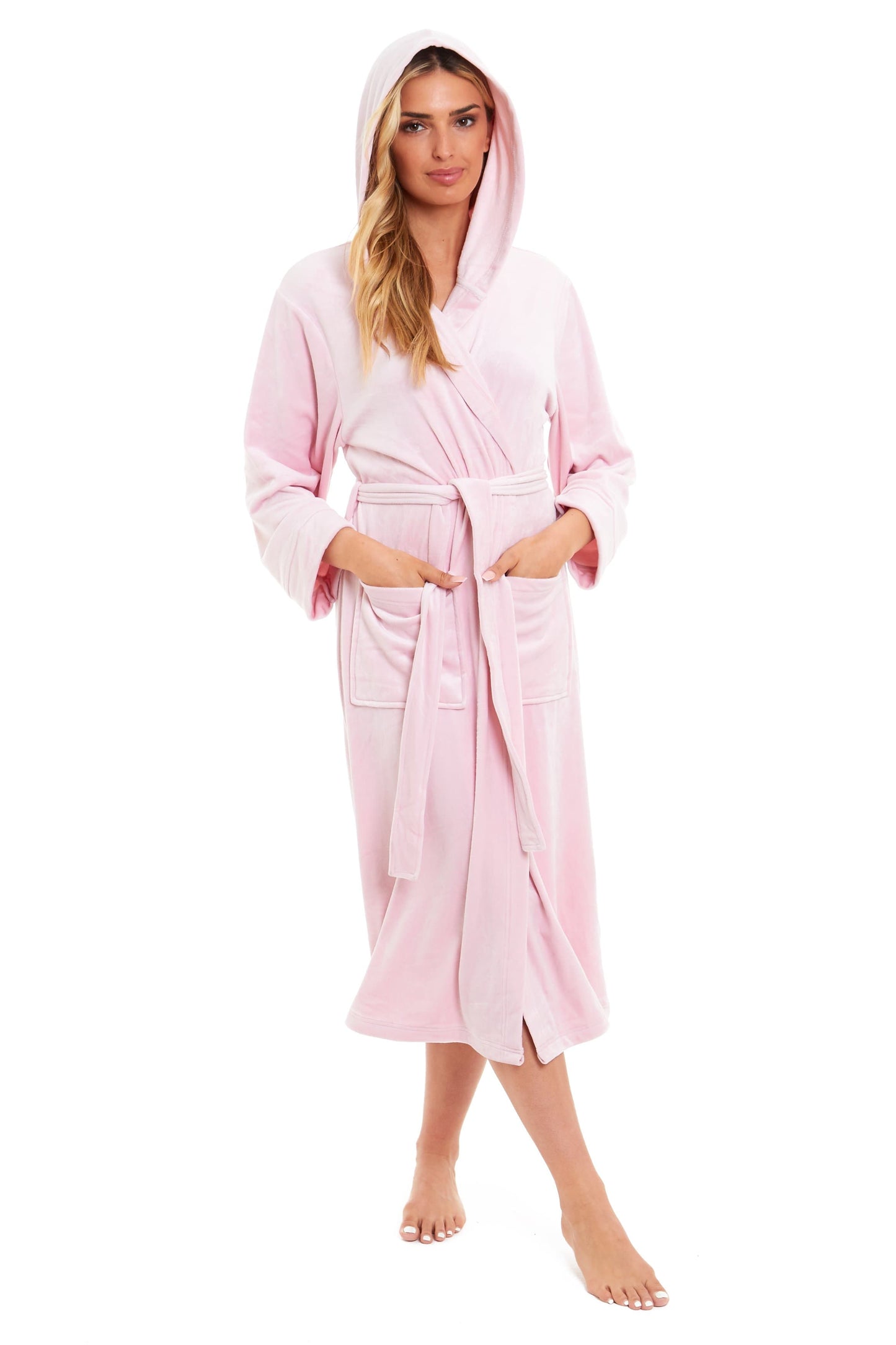 OLIVIA ROCCO Women's Velour Hooded Bathrobe Soft Touch Loungewear One Size Plush Comfort