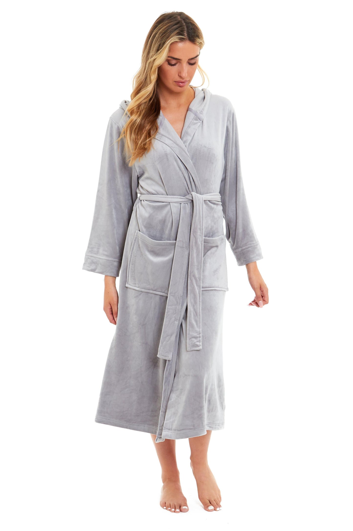 OLIVIA ROCCO Women's Velour Hooded Bathrobe Soft Touch Loungewear One Size Plush Comfort