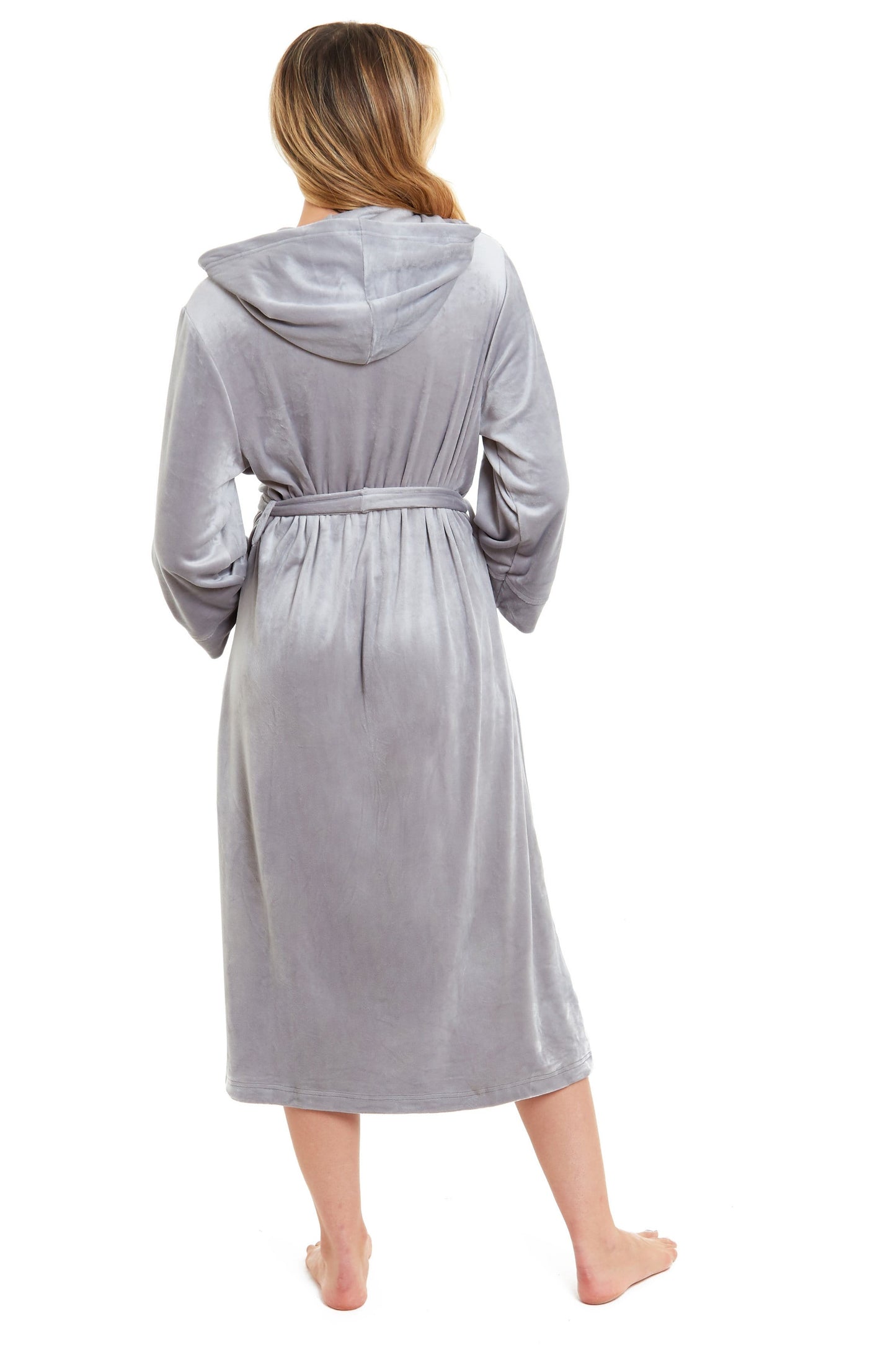 OLIVIA ROCCO Women's Velour Hooded Bathrobe Soft Touch Loungewear One Size Plush Comfort