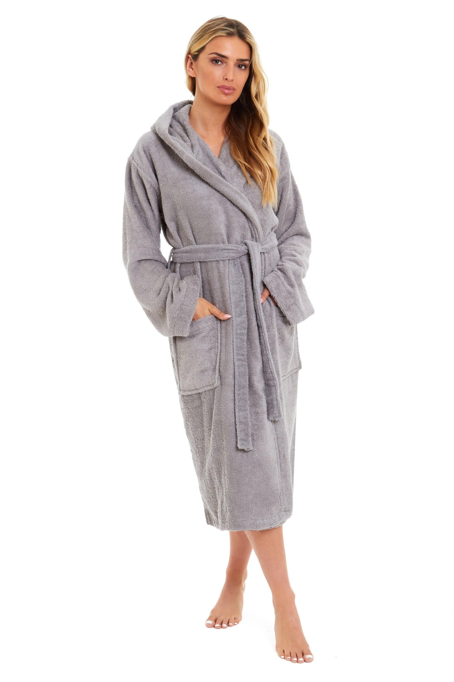 OLIVIA ROCCO Womens Bamboo Cotton Hooded Towelling Robe Ultra Absorbent Spa Loungewear