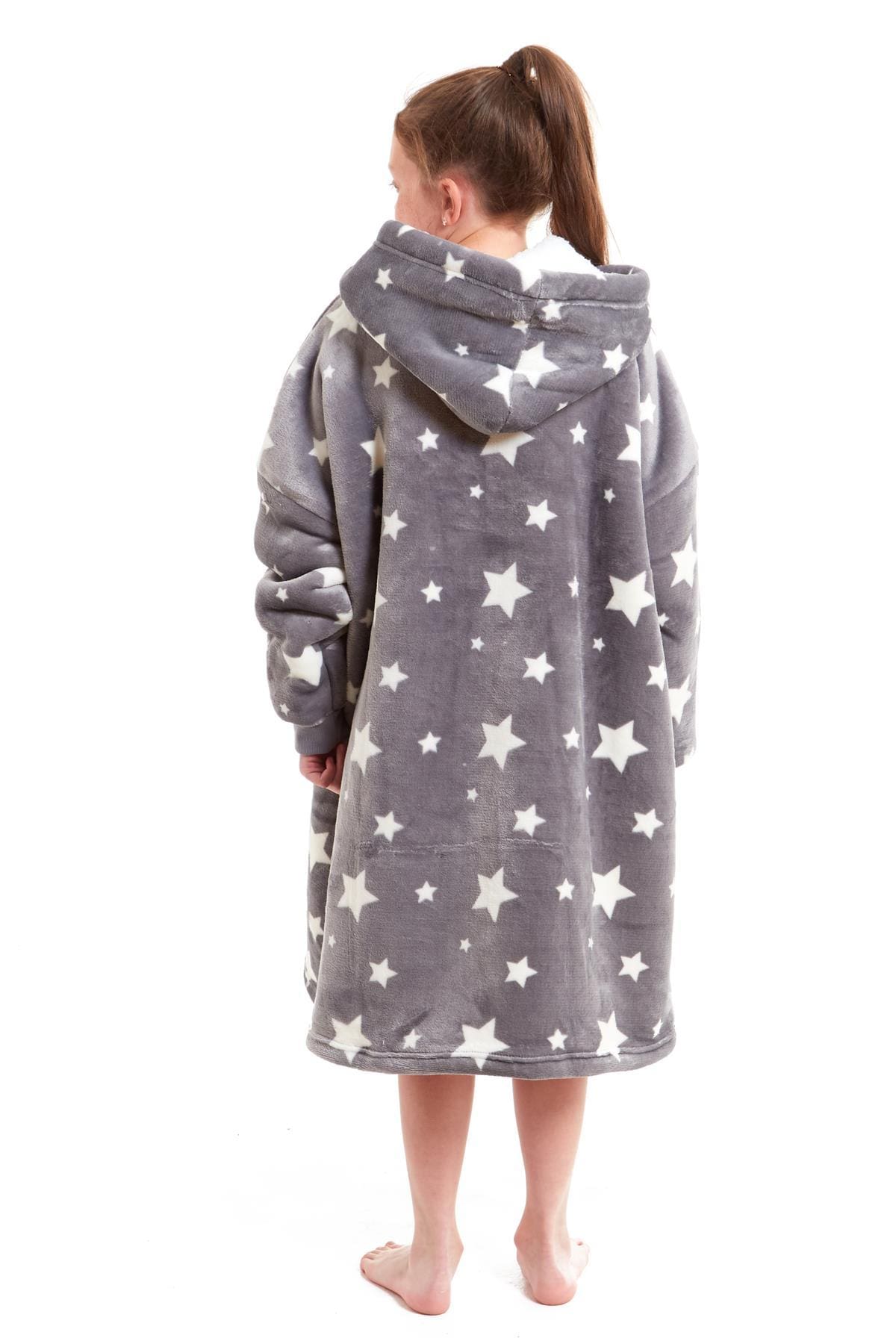 OLIVIA ROCCO Kids Oversized Hooded Fleece Blanket With Sherpa Fur Elastic Cuffs Easy-Care Sofa and Bedroom Throw