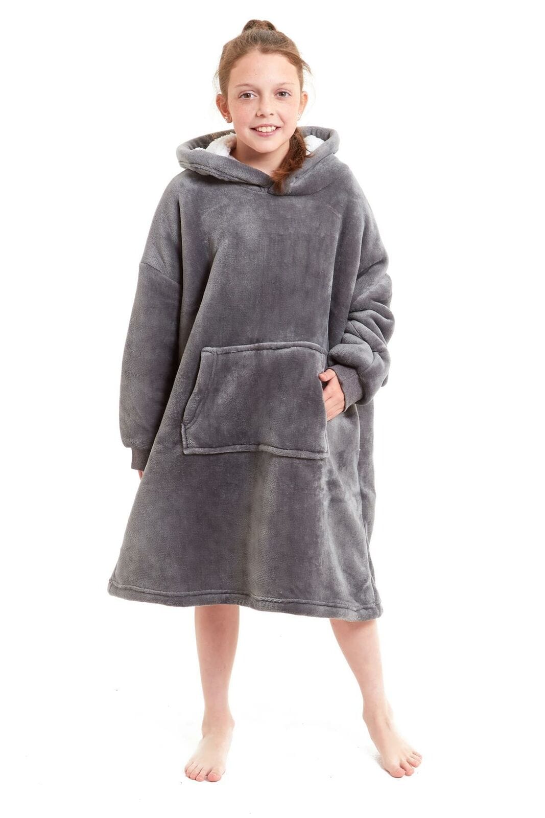 OLIVIA ROCCO Kids Oversized Hooded Fleece Blanket With Sherpa Fur Elastic Cuffs Easy-Care Sofa and Bedroom Throw