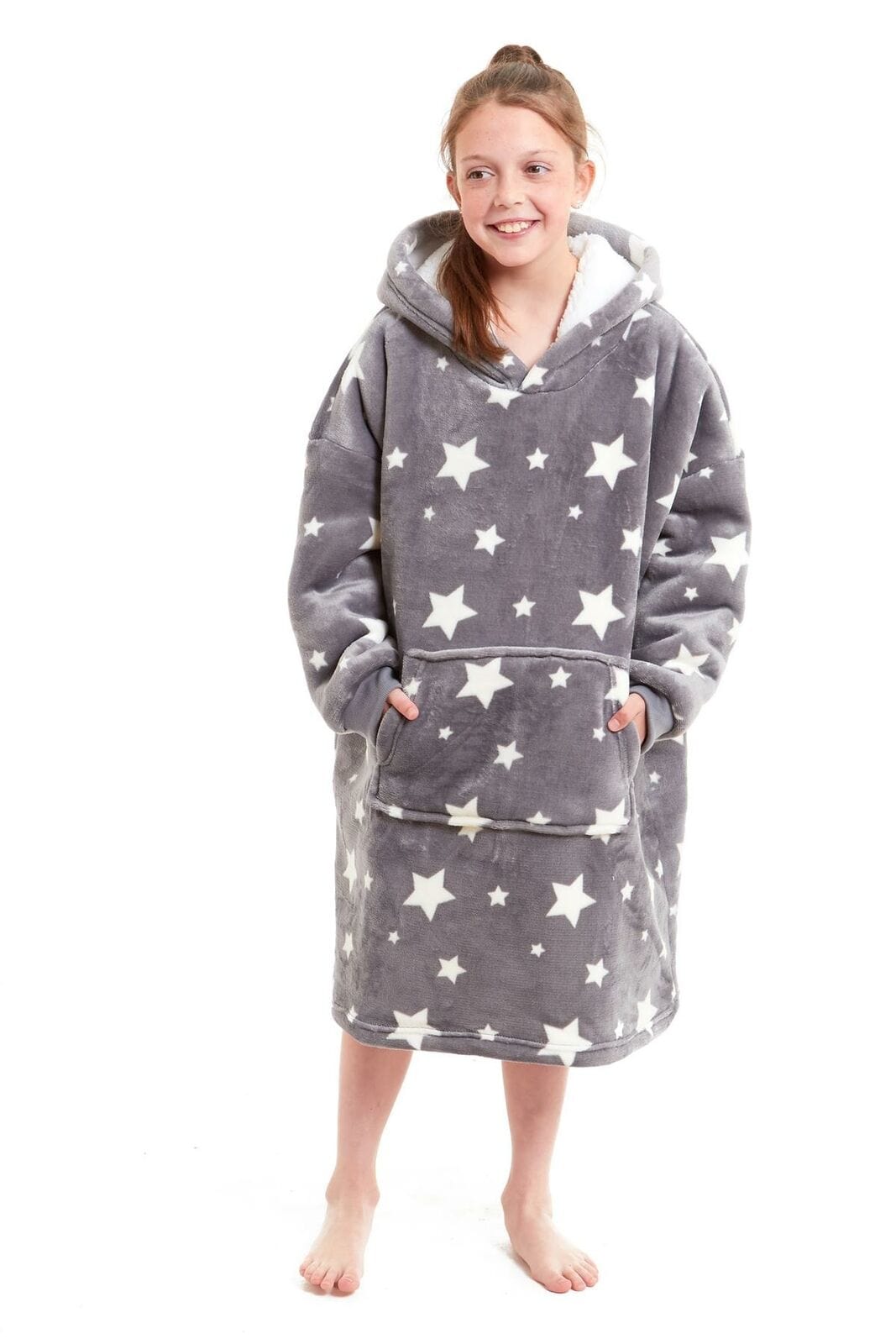 OLIVIA ROCCO Kids Oversized Hooded Fleece Blanket With Sherpa Fur Elastic Cuffs Easy-Care Sofa and Bedroom Throw
