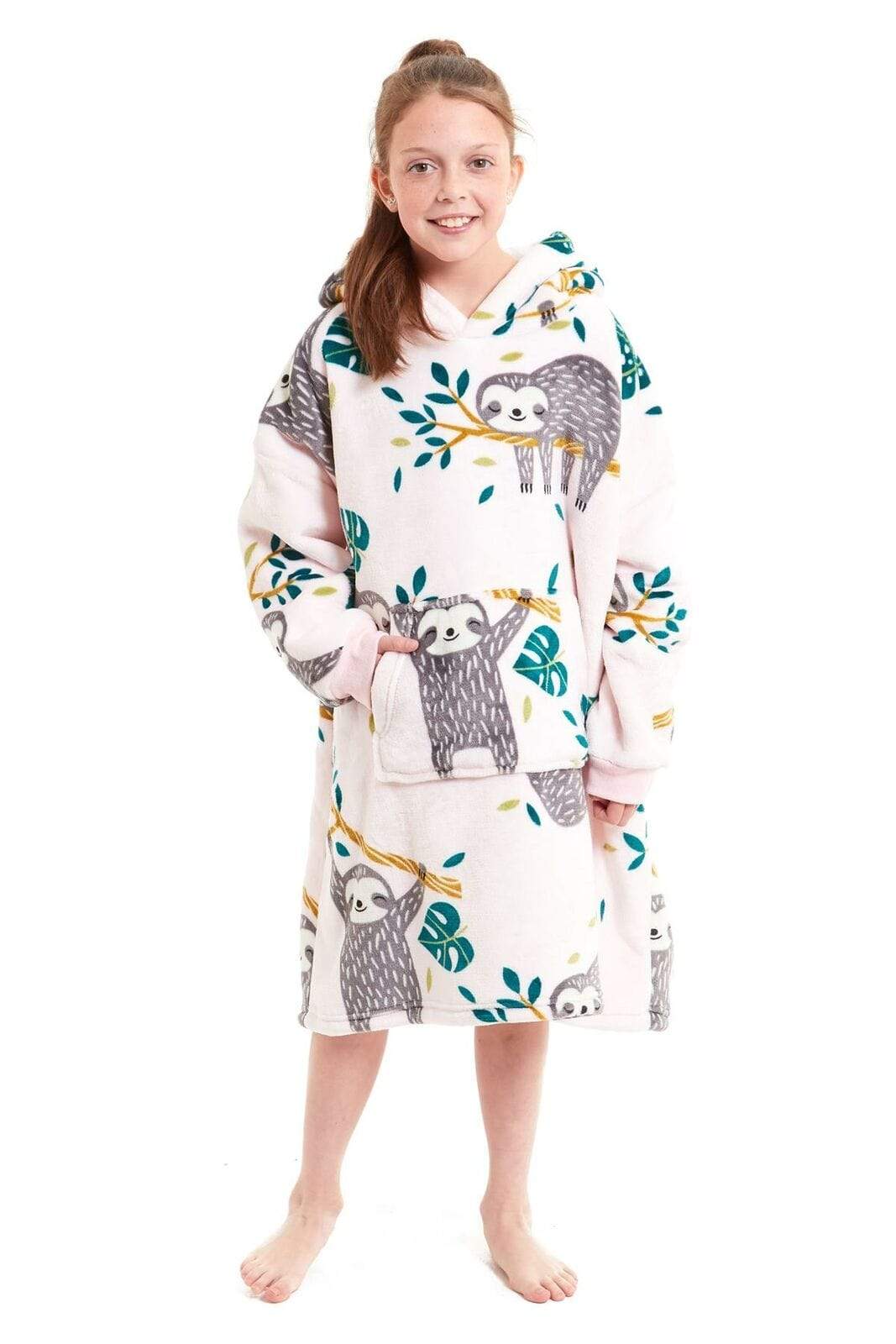 OLIVIA ROCCO Kids Oversized Hooded Fleece Blanket With Sherpa Fur Elastic Cuffs Easy-Care Sofa and Bedroom Throw